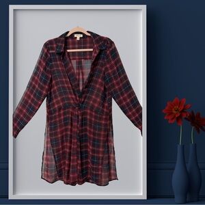 BOGO! Sheer Plaid Top with Twist Front
